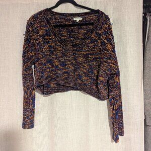 Earthbound Trading Cropped Multi-color Knit Sweater